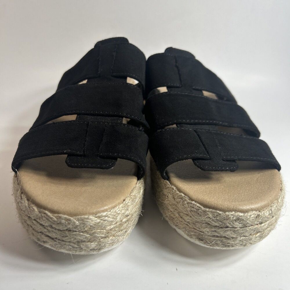 Dr Scholls Women’s Sandals Size 6 Black Electric Espadrille Wedge Slide Suede - Picture 4 of 12